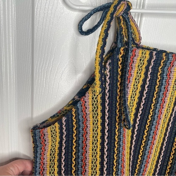 Madewell Texture & Thread Tie-Shoulder Tank Top in Rainbow Crochet Stripes 90s M - Picture 7 of 12